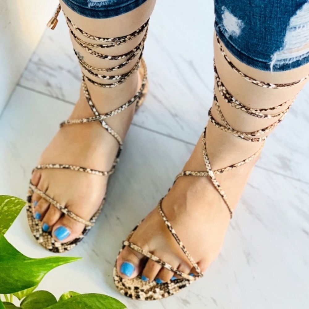 Pamela python tie up sandals - Picture 7 of 7